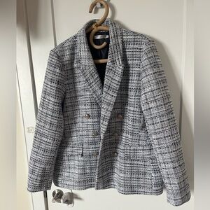 NWT SIMONS Chic Tweed Double-Breasted Blazer